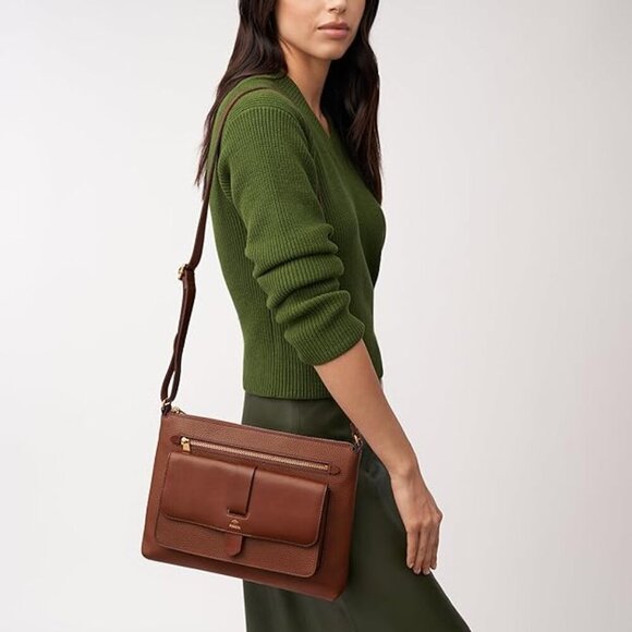 Fossil Kinley Crossbody Neutral Leather Purse - Picture 15 of 16